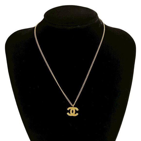 CHANEL Vintage Gold Logo Necklace